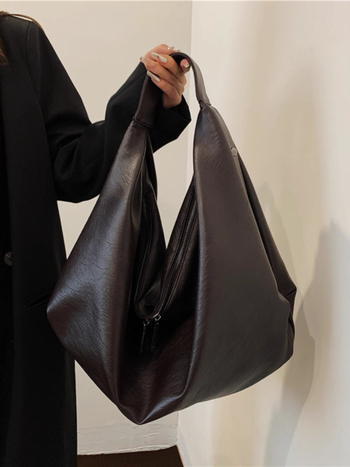 Τσάντα Tote από PU, street trend στυλ, οριζόντια τετράγωνη μορφή, κλείσιμο με φερμουάρ, εσωτερική θήκη κινητού