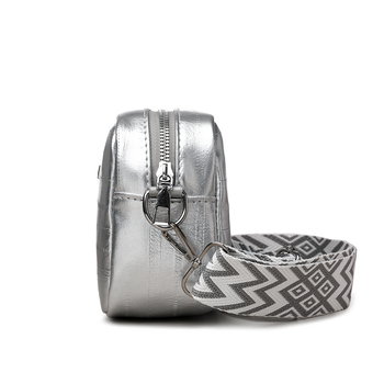 Női crossbody táska – városi egyszerű stílus, PU anyag, vízszintes négyszögletes forma, zipzáras zárás, belső ID zseb