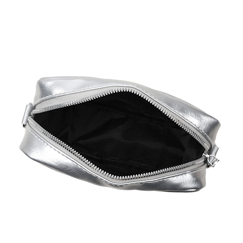 Női crossbody táska – városi egyszerű stílus, PU anyag, vízszintes négyszögletes forma, zipzáras zárás, belső ID zseb