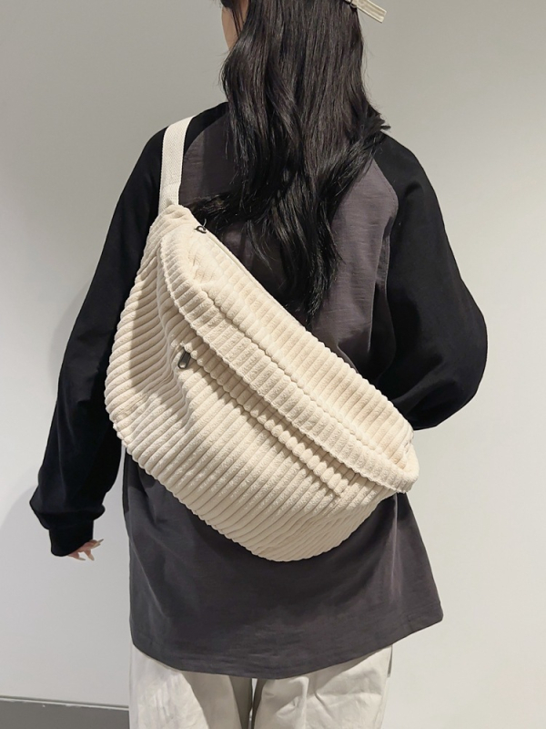 Чанта през рамо с капак, уличен стил, Corduroy, подплата полиестер, цип за отваряне, вътрешен джоб за телефон