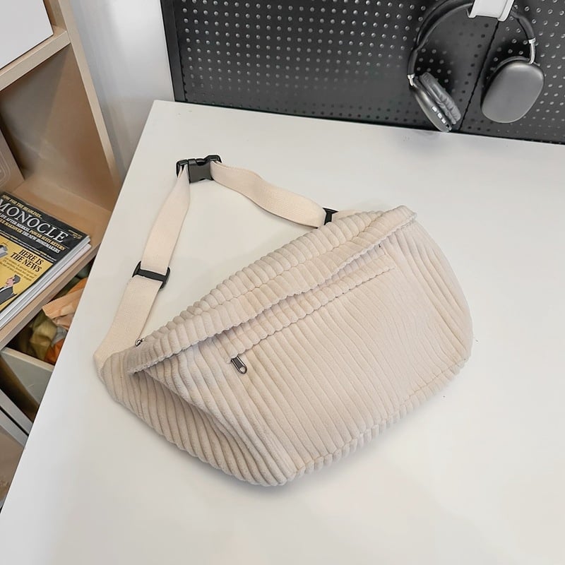 Чанта през рамо с капак, уличен стил, Corduroy, подплата полиестер, цип за отваряне, вътрешен джоб за телефон