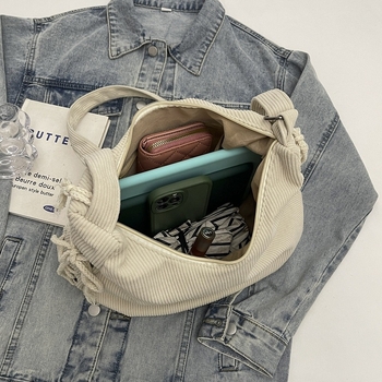 Мъжка чанта през кръст Corduroy — Урбан стил, Подплата Polyester, Солиден модел, Зимна колекция 2024