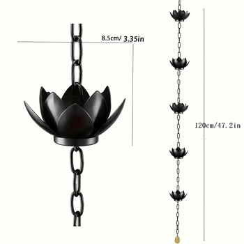 Lotus kišni lanac - Željezo, Geometrijski oblik, Kineski stil, Uredski prostor