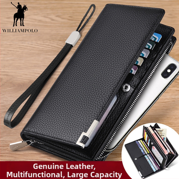 Portofel masculin din piele naturală, cu buzunar pentru bancnote, slot pentru ID și carduri – închidere cu cataramă, stil business