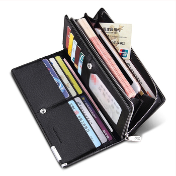 Мъжки портфейл от естествена кожа с отделение за банкноти, джоб за ID и карти – закопчаване с катарама, бизнес стил