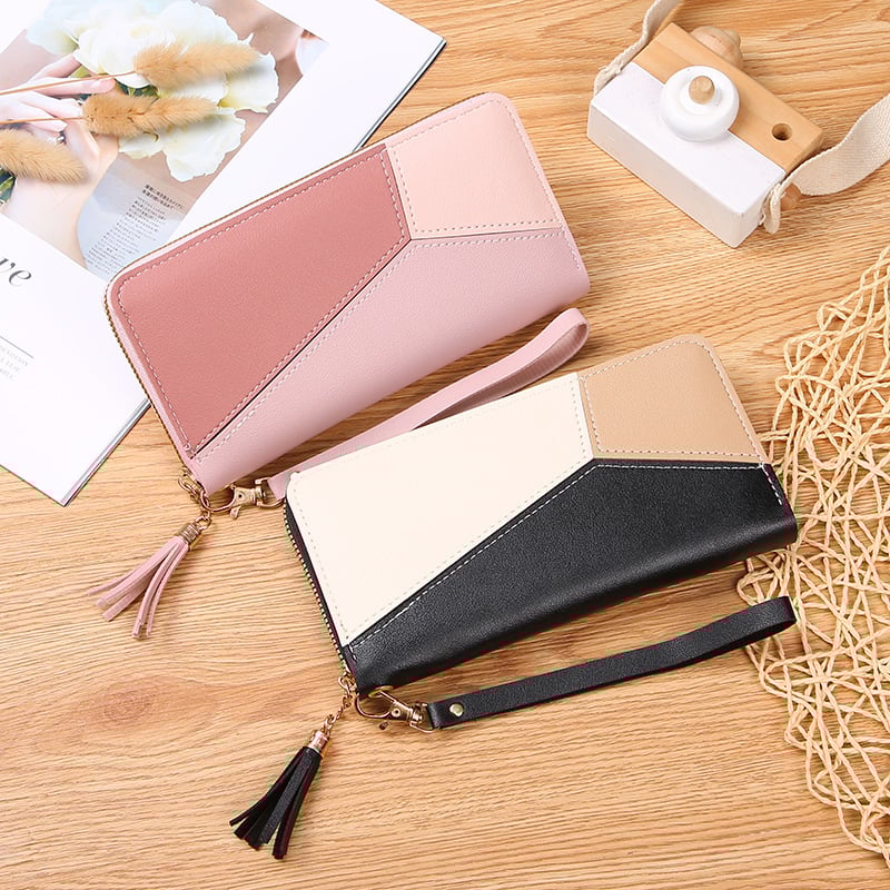 Portofel lung pentru femei cu buzunar pentru telefon, stil Japonez-Coreean, clutch la modă pentru monede și carduri (PVC; căptușeală din piele sintetică; ultra-ușor; anti-furt; extensibil)