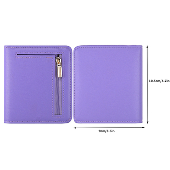 Дамски къс тънък портфейл, урбан стил, едноцветен PU, подплата полиестер