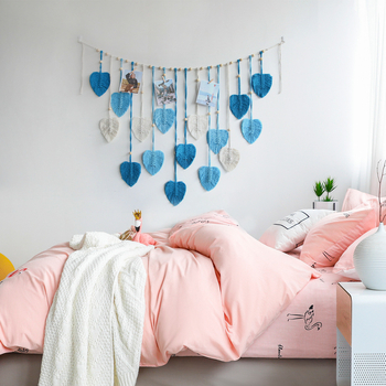 Бохемски декоративен гоблен с листни мотиви, ръчно изтъкан, памук, нордичен стил, квадратна форма