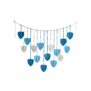 Бохемски декоративен гоблен с листни мотиви, ръчно изтъкан, памук, нордичен стил, квадратна форма