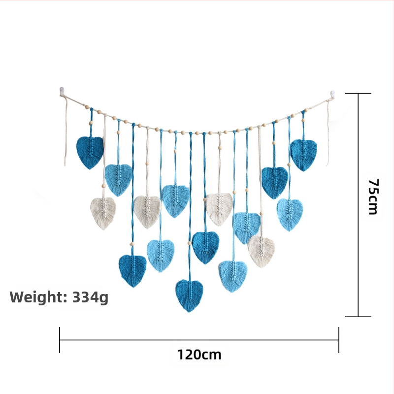 Бохемски декоративен гоблен с листни мотиви, ръчно изтъкан, памук, нордичен стил, квадратна форма