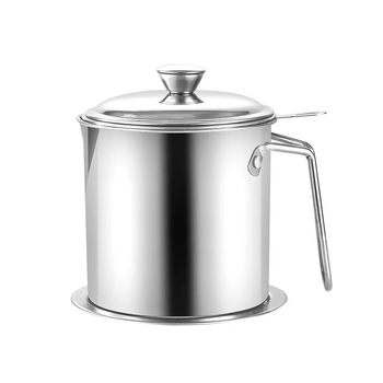 304 nerūdijančio plieno aliejaus indas, nepralaidus nuotėkiams, su dangčiu ir filtravimo tinklu virtuvei