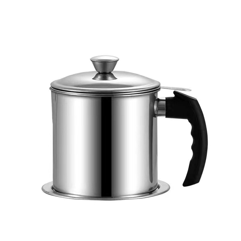 304 nerūdijančio plieno aliejaus indas, nepralaidus nuotėkiams, su dangčiu ir filtravimo tinklu virtuvei