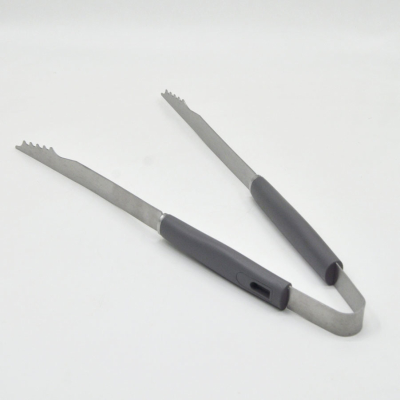 3 dalių nerūdijančio plieno kepsninės įrankių rinkinys su šakute, lopata ir klipu, PP rankenos