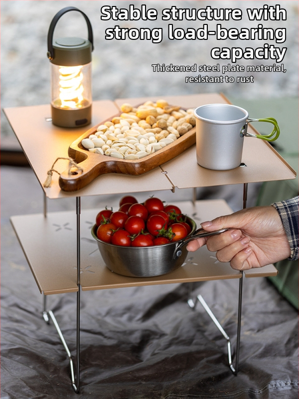 Портативна сгъваема маса за къмпинг, стоманена плоча със студено валцоване, сгъваема, подходяща за пътуване, обработка по поръчка