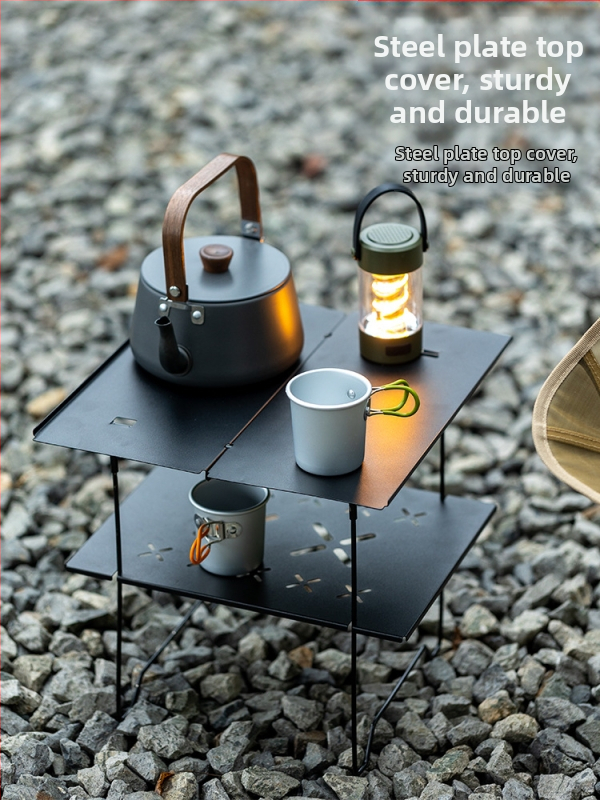 Портативна сгъваема маса за къмпинг, стоманена плоча със студено валцоване, сгъваема, подходяща за пътуване, обработка по поръчка