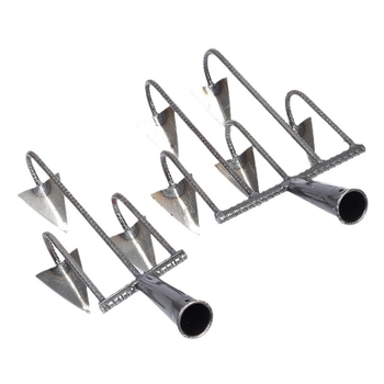 Trikampė daržo kastuvė su penkiais dantimis, mangano plienas, skirta žemei atpalaiduoti ir piktžolių naikinimui