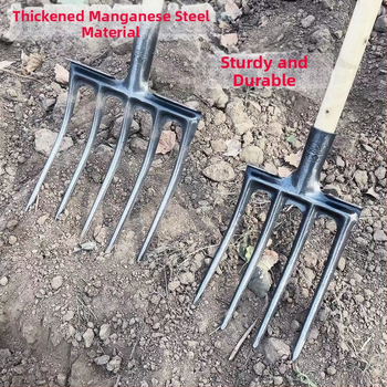 Ατσάλινο πιρούνι για ανάστροφη γης — σετ τριών μερών, μαγανίου χάλυβας, χειροκίνητο σκάψιμο και χαλάρωση εδάφους