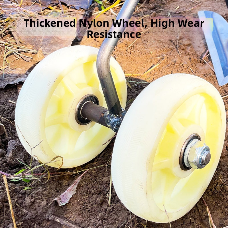 Три в едно устройство за плевене с двуколесно задвижване: разрохване на почвата, прокопаване на бразди и торене на зеленчуци.