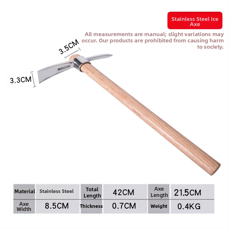 Nerūdijančio plieno išlikimo įrankių rinkinys: ledo kirvis, ledo dantis, kryžminis įrankis, alpinistinis įrankis