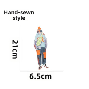 Siuvinėta aplikacija drabužiams su anime personažų motyvu, poliesteris ir medvilnė, netaisyklingos formos, prekinis ženklas Embroidery Loft, tinkama paltams ir moterų drabužiams