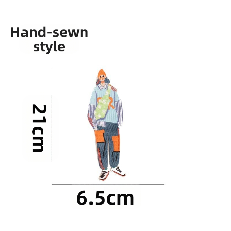 Siuvinėta aplikacija drabužiams su anime personažų motyvu, poliesteris ir medvilnė, netaisyklingos formos, prekinis ženklas Embroidery Loft, tinkama paltams ir moterų drabužiams