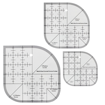 Qianfan Višenamjenska akrilna kutna pravila, protuklizna za quilting, šablona s okruglim rubom za DIY šivenje