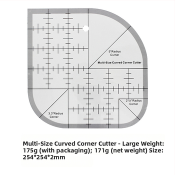Qianfan Ακρυλικός Πολυλειτουργικός Γωνιαίος Χάρακας, Αντιολισθητικός για Quilting, Πρότυπο με Στρογυλεμένη Άκρη για DIY Ράψιμο