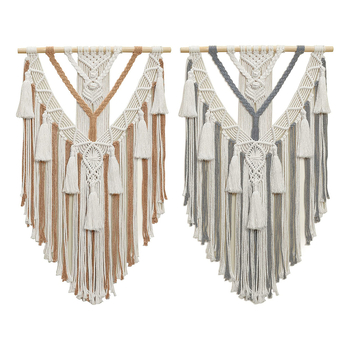 Гоблен от памук, ръчно тъкан, бохемски ресни, дизайн на листа, правоъгълна форма