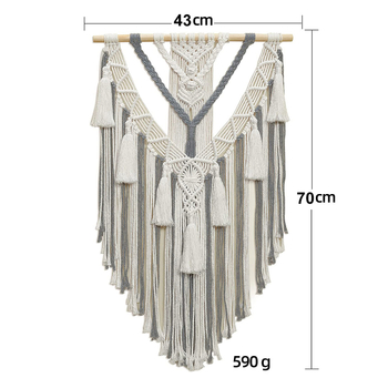 Гоблен от памук, ръчно тъкан, бохемски ресни, дизайн на листа, правоъгълна форма
