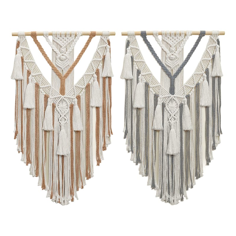 Гоблен от памук, ръчно тъкан, бохемски ресни, дизайн на листа, правоъгълна форма