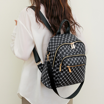 Σακίδιο PU, ρετρό εκτύπωση Ευρω-Αμερικανικού στυλ, σακίδιο ταξιδίου με μεγάλη χωρητικότητα, κλείσιμο με φερμουάρ, αδιάβροχο και ανθεκτικό στη φθορά, προστασία κατά της κλοπής