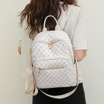 Σακίδιο PU, ρετρό εκτύπωση Ευρω-Αμερικανικού στυλ, σακίδιο ταξιδίου με μεγάλη χωρητικότητα, κλείσιμο με φερμουάρ, αδιάβροχο και ανθεκτικό στη φθορά, προστασία κατά της κλοπής