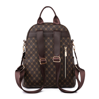 Σακίδιο PU, ρετρό εκτύπωση Ευρω-Αμερικανικού στυλ, σακίδιο ταξιδίου με μεγάλη χωρητικότητα, κλείσιμο με φερμουάρ, αδιάβροχο και ανθεκτικό στη φθορά, προστασία κατά της κλοπής