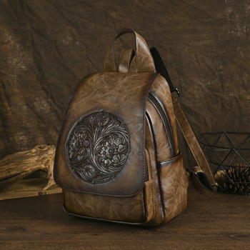 Σακίδιο πλάτης με ρετρό στυλ και εθνοτικό σχέδιο, πρωτότυπο γυναικείο σάκιδιο με πολλαπλά φερμουάρ (PU υλικό; κάλυμμα ανοίγματος; εσωτερική θήκη με φερμουάρ; 3D εξωτερικός όγκος; κατάλληλο για αναψυχή ταξίδια)