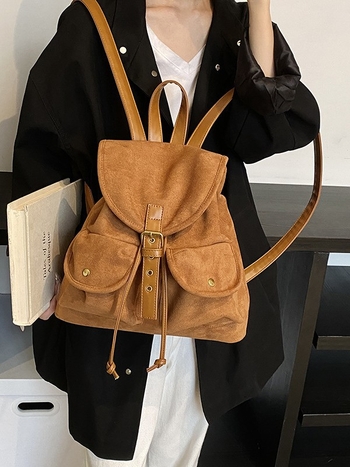 Σακίδιο PU δέρμα με υφή σουέ, αστικός σχεδιασμός, χωρητικότητα 20–35 L, καμπύλη ιμάντας ώμου, επένδυση πολυεστέρα