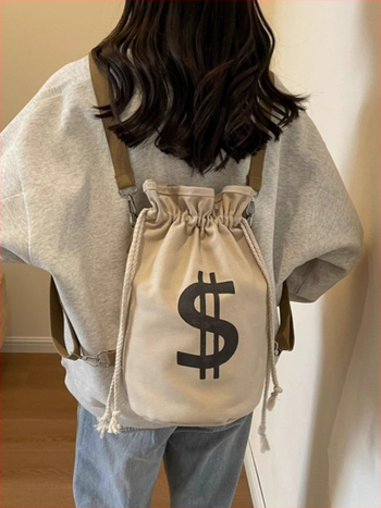 Casual crossbody bucket τσάντα από καμβά με κορδόνι κλεισίματος, εσωτερική θήκη για κινητό, διπλό ιμάντα