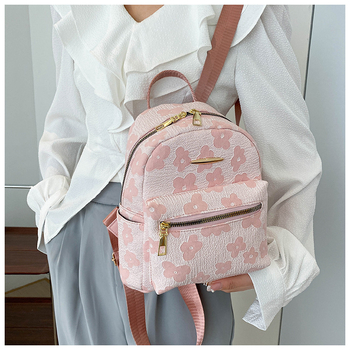 Σακίδιο PU, φρέσκο και γλυκό στυλ, κορεατικό στυλ, μεγάλη χωρητικότητα, καθημερινό με φερμουάρ, πολυεστερική επένδυση, εσωτερικές θήκες για κινητό και ταυτότητα