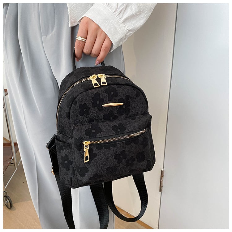 PU hátizsák, friss és édes stílus, koreai stílusú, nagy kapacitású, mindennapi hátizsák zipzárral, poliészter bélés, belső zsebek telefonhoz és személyi igazolványhoz