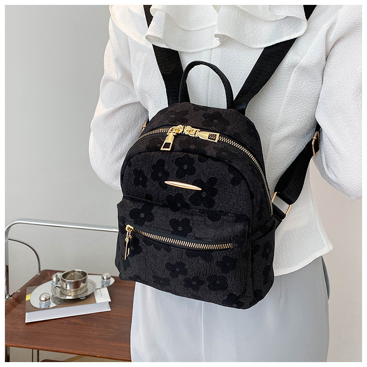 PU hátizsák, friss és édes stílus, koreai stílusú, nagy kapacitású, mindennapi hátizsák zipzárral, poliészter bélés, belső zsebek telefonhoz és személyi igazolványhoz