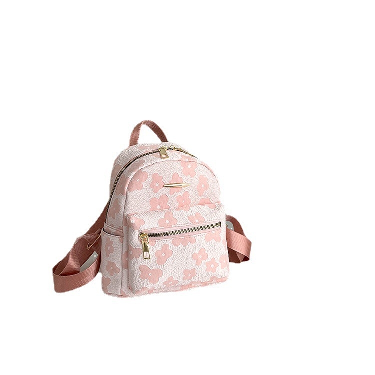PU hátizsák, friss és édes stílus, koreai stílusú, nagy kapacitású, mindennapi hátizsák zipzárral, poliészter bélés, belső zsebek telefonhoz és személyi igazolványhoz