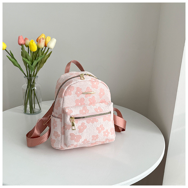 PU hátizsák, friss és édes stílus, koreai stílusú, nagy kapacitású, mindennapi hátizsák zipzárral, poliészter bélés, belső zsebek telefonhoz és személyi igazolványhoz