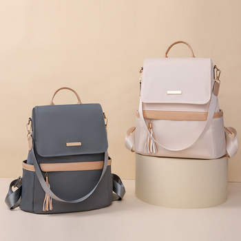 Γυναικεία νάιλον τσάντα πλάτης για ταξίδια, αστικός μινιμαλιστικός στυλ, μεγάλος χώρος, επένδυση πολυεστέρα, κλείσιμο με φερμουάρ, εσωτερικές θήκες με φερμουάρ και θήκη για ταυτότητα, αδιάβροχη, αντικλοπή