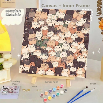 DIY дигитална маслена картина – безрамова, ръчно рисувана анимационна тема за дневна, спалня и детска стая; стил Ins wind; без персонализация