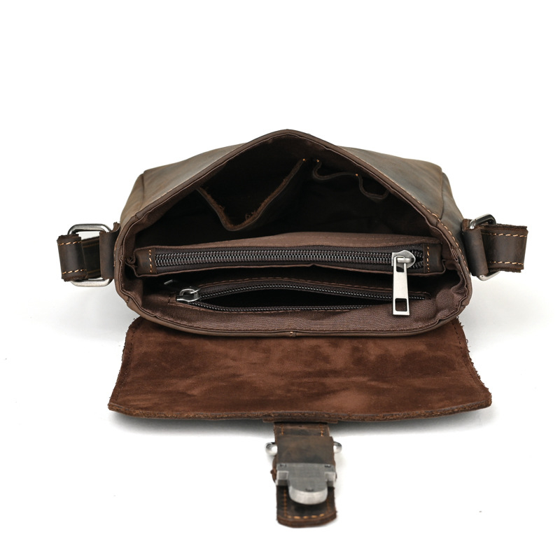 Férfi válltáska valódi bőrből, felső réteg marhabőrből, DJ009 modell, kopásálló, mindennapi használatra