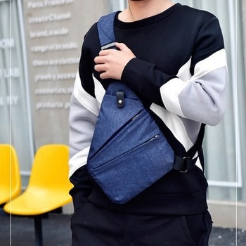 Мъжка чанта за гръден кош, платнена, устойчива на износване, намалява натоварването, еднотонен модел, подплата от полиестер, пролет 2025