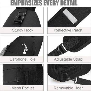 Мъжка кръстосана чанта за гърдите, градски минималистичен стил, голям капацитет, дишащ полиестер, дупка за слушалки, есен 2024