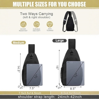 Мъжка кръстосана чанта за гърдите, градски минималистичен стил, голям капацитет, дишащ полиестер, дупка за слушалки, есен 2024