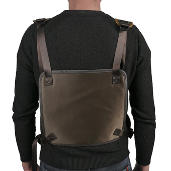 Мъжка чантичка за гърдите от кравешка кожа, едноцветна, ретро стил Европа-Америка, за пътуване (пролет 2024)