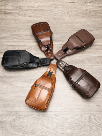 Мъжка кожена чанта за през рамо – кожа от първи слой, износоустойчива, подплата полиестер-памук, сезон Лято 2024