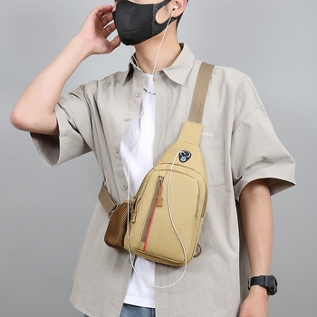 Мъжка chest bag с градски стил, Oxford плат, издръжлив на износване, побира 8-инчово устройство